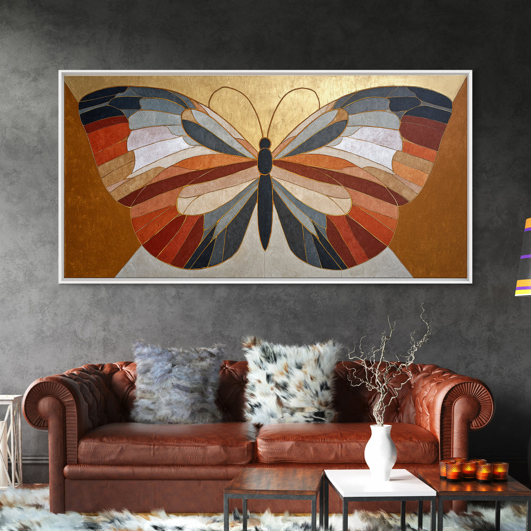 Line Art Butterfly Framed Canvas Print, Line Art, Boho Wall Art, Living Room Decor, Line, Living Room Art, Gallery Wall Set, LIN-2x1-90