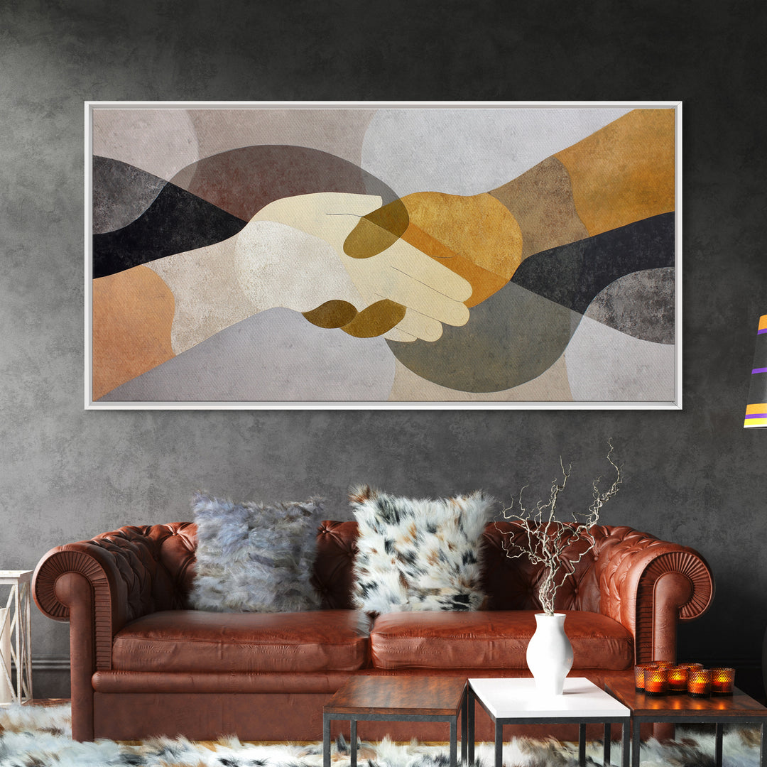 Two Hands Nearly Touching Framed Canvas Print, Line Art, Bird Wall Art, Living Room Decor, Abstract Art, Line, LIN-2x1-97