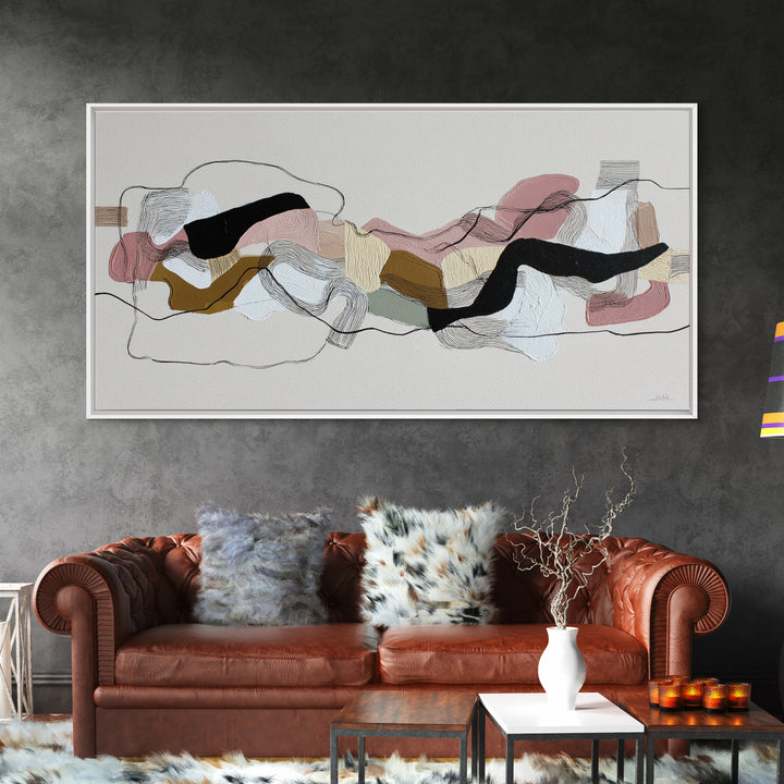 Continuous Line Dancer Framed Canvas Print, Line Art, Gallery Wall Art, Living Room Decor, Abstract Art, Line, LIN-2x1-99