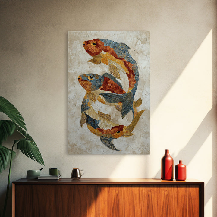 Continuous Line Fish Framed Canvas Print, Line Art, Boho Decor, Living Room Decor, Abstract Art, Line, Minimalist Art, LIN-2x3-100