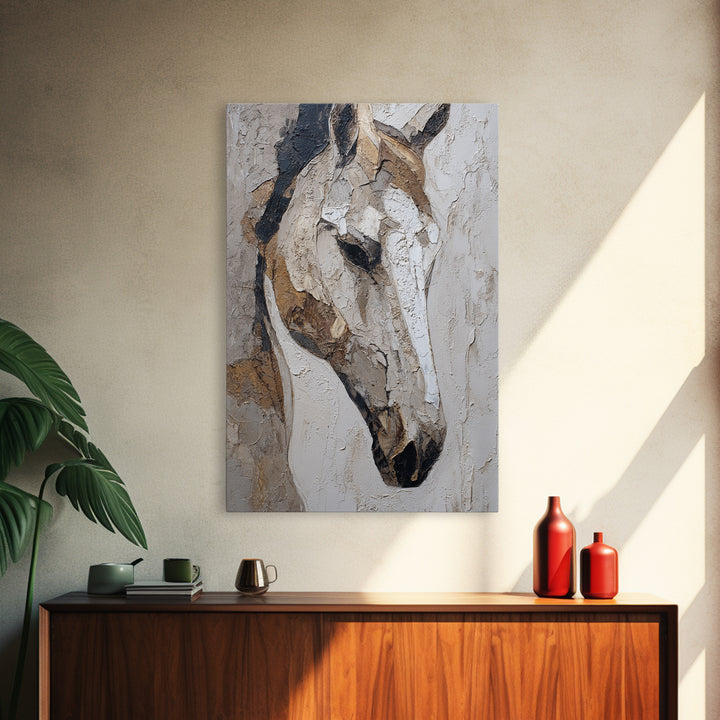 Abstract Horse Formed from Graceful Contour Framed Canvas Print, Line Art, Boho Decor, Living Room Decor, Fine Art, Line, LIN-2x3-12