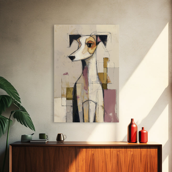 Continuous Line Dog Portrait Framed Canvas Print, Line Art, Boho Wall Decor, Living Room Decor, Line, Black and White Art, LIN-2x3-21