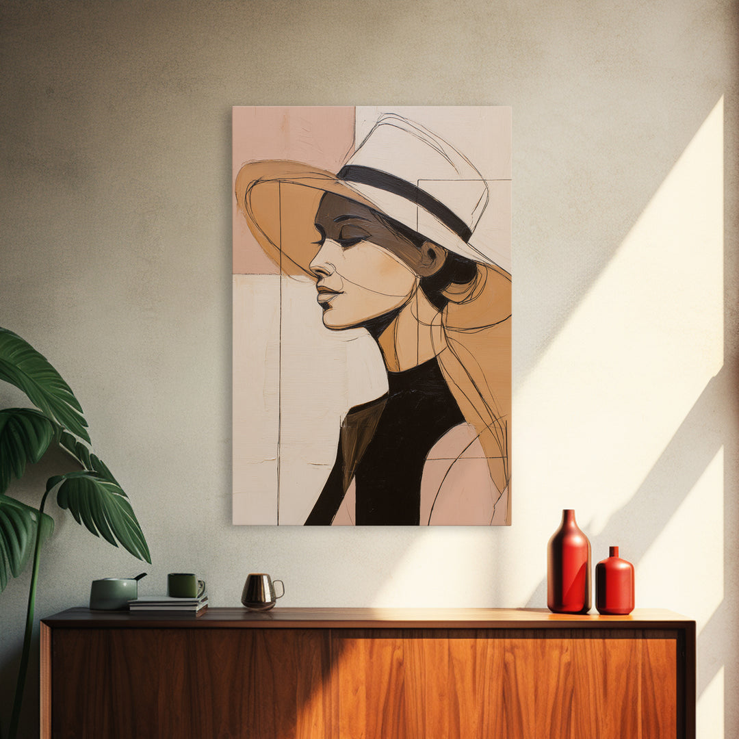 Line Drawing of a Woman Canvas Print, Line Art, Wall Art Print, Living Room Decor, Line, Gallery Wall Set, Bird Wall Art, LIN-2x3-27