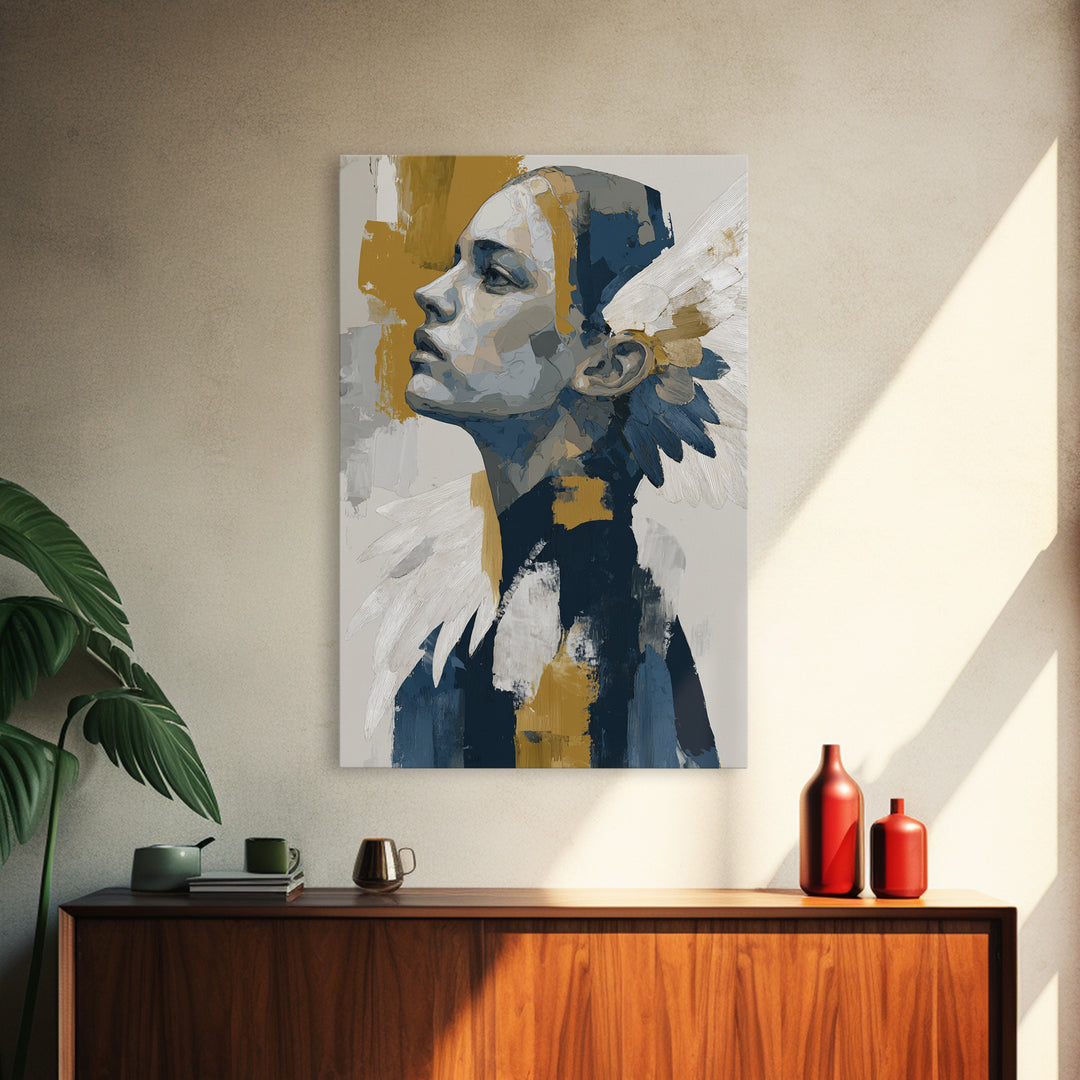 Minimal Angel Wing Contour Canvas Print, Line Art, Canvas Print, Living Room Decor, Abstract Art, Line, Modern Decor, LIN-2x3-29