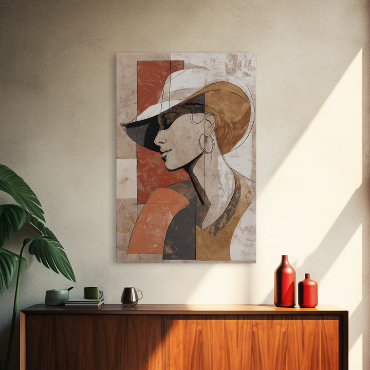 Line Drawing of a Woman Framed Canvas Print, Line Art, Printable Wall Art, Living Room Decor, Oil Painting, Line, Modern Art, LIN-2x3-3