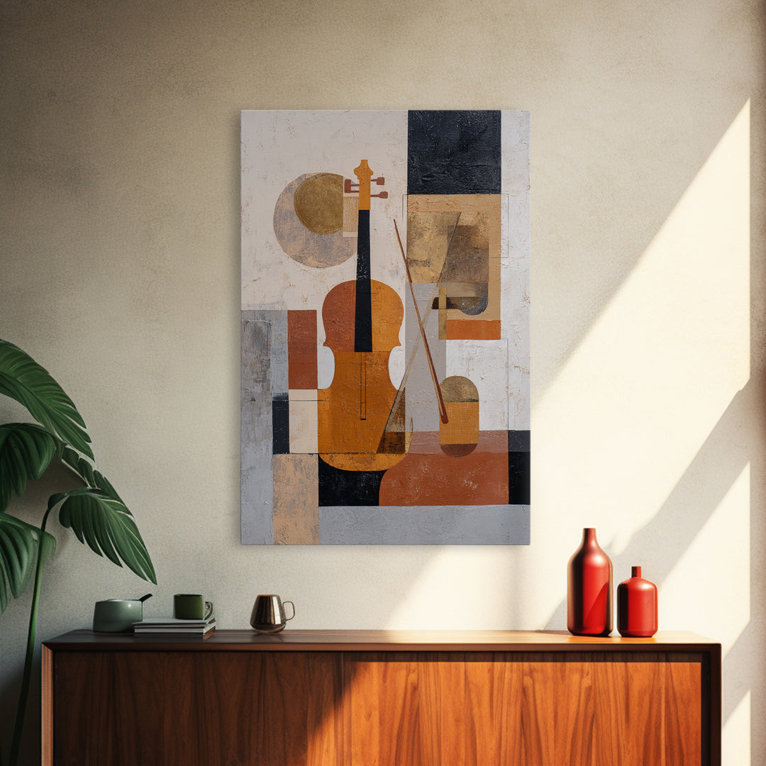 Single Line Violin and Bow Canvas Print, Line Art, Modern Wall Art, Living Room Decor, Fine Art, Line, Bird Wall Art, LIN-2x3-31
