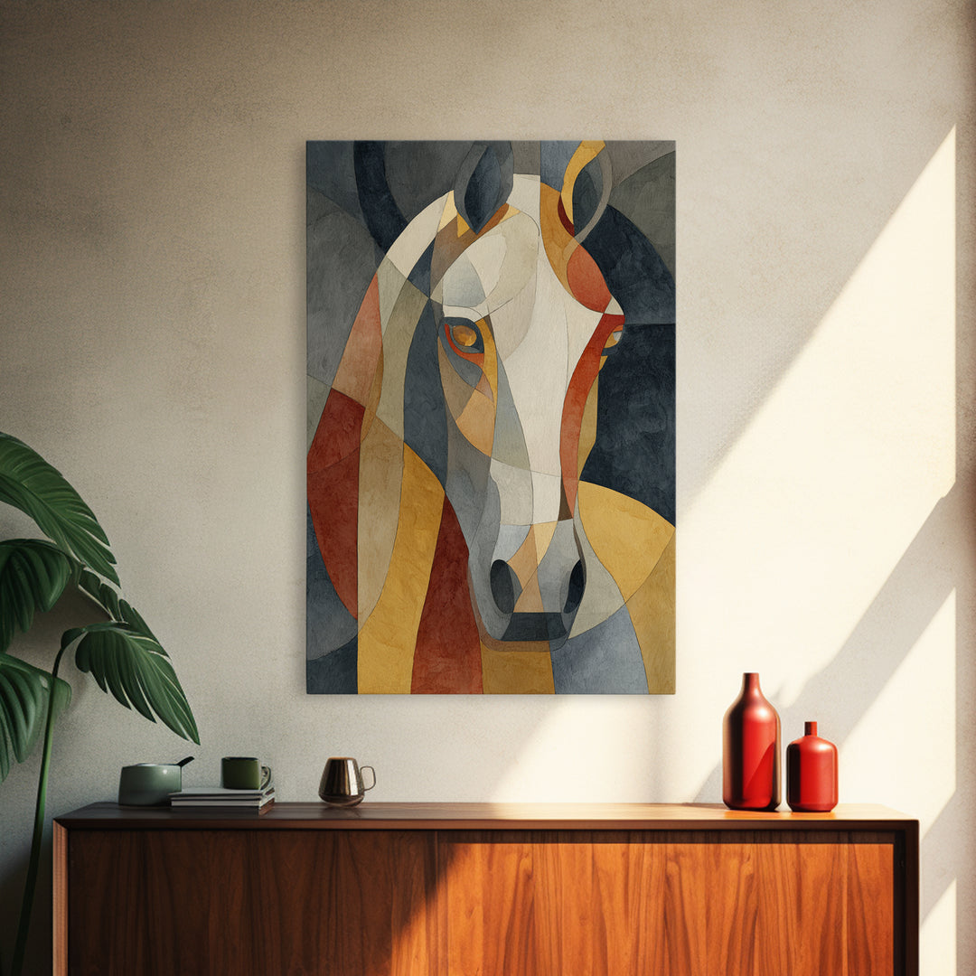 Abstract Horse Formed from Graceful Contour Framed Canvas Print, Line Art, Living Room Decor, Abstract Art, Line, LIN-2x3-36