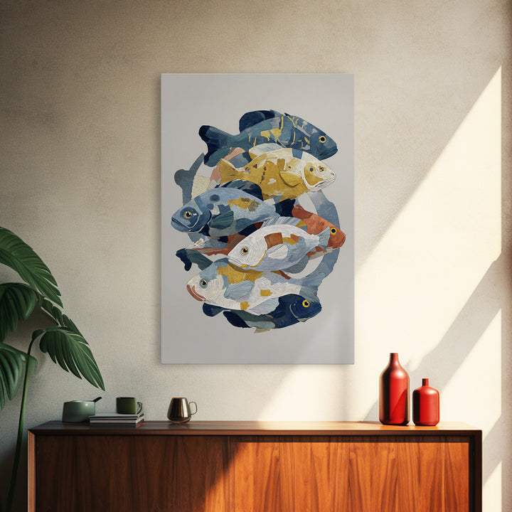 Continuous Line Fish Framed Canvas Print, Line Art, Digital Wall Art, Living Room Decor, Abstract Art, Line, LIN-2x3-4