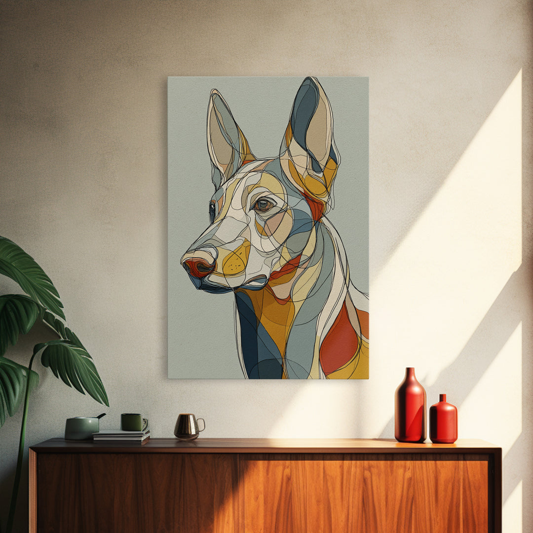 Continuous Line Dog Portrait Canvas Print, Line Art, Minimalist Wall Art, Living Room Decor, Fine Art, Line, Fine Art Print, LIN-2x3-45