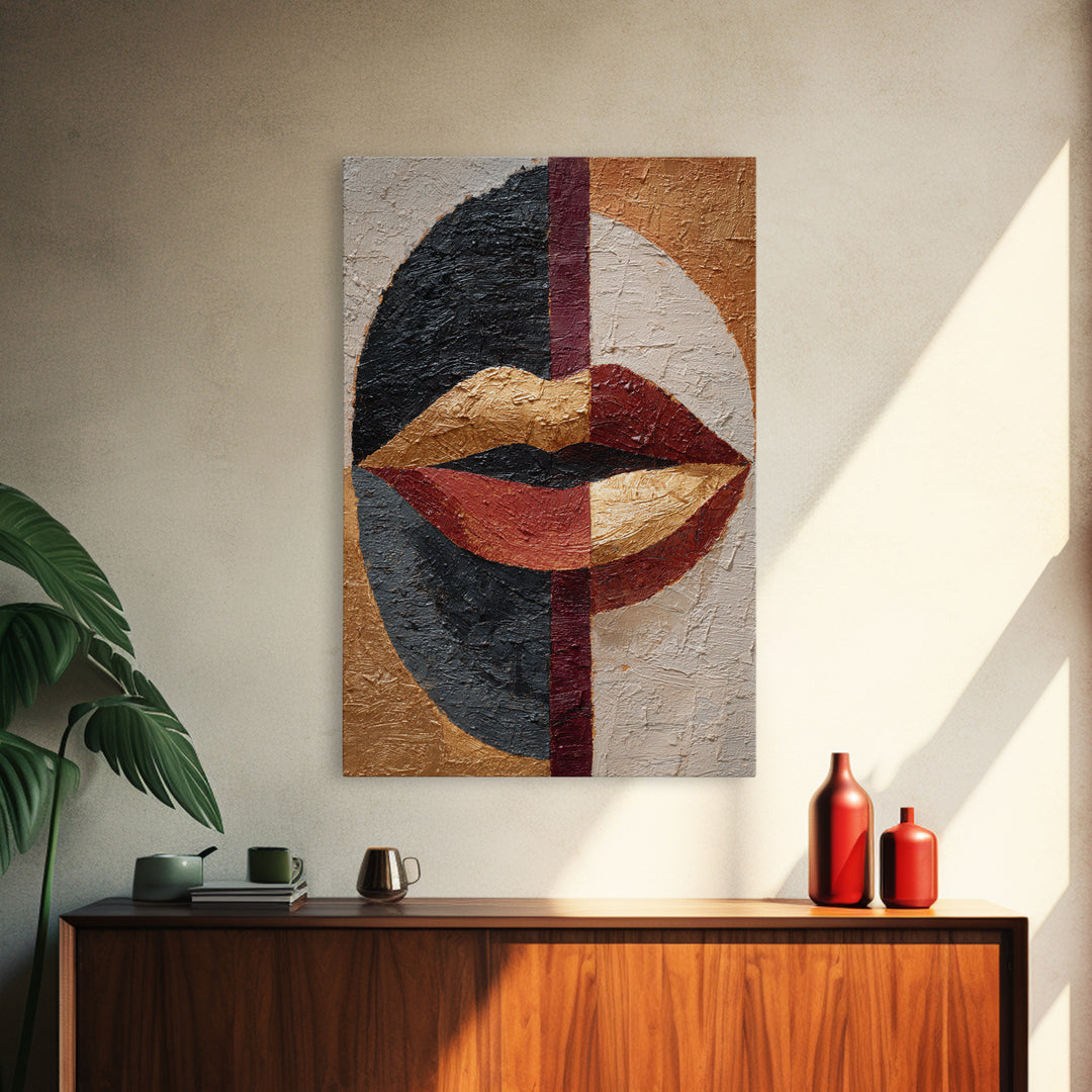 Abstract Lips and Hand Fashion Sketch Canvas Print, Line Art, Canvas Art, Living Room Decor, Fine Art, Line, Jesus Wall Art, LIN-2x3-50