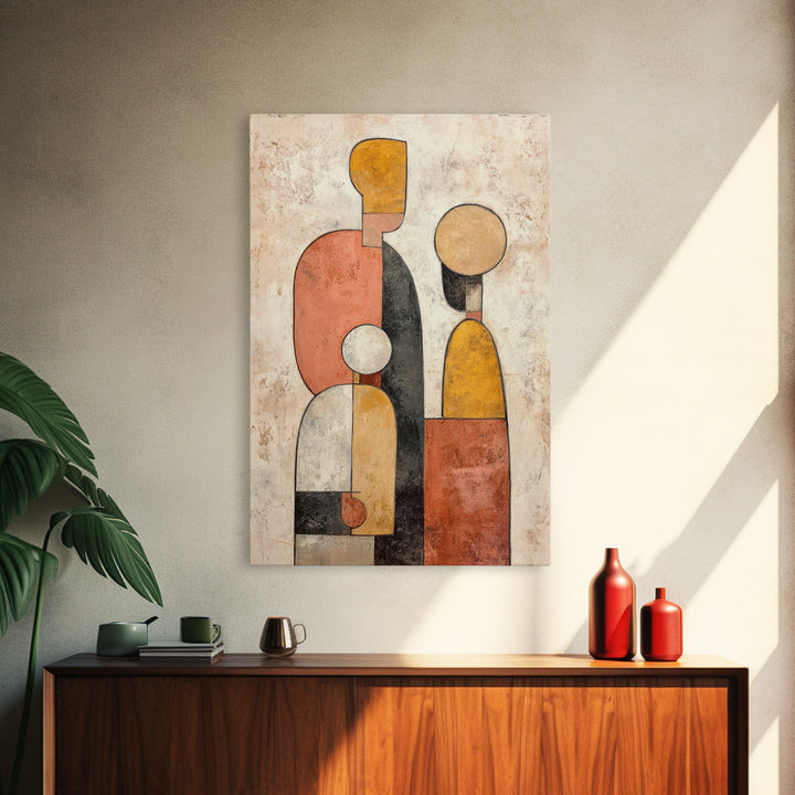 Abstract Family Figures Framed Canvas Print, Line Art, Printable Wall Art, Living Room Decor, Fine Art, Line, Modern Art, LIN-2x3-56