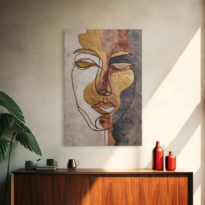 Continuous Line Female Face Canvas Print, Line Art, Modern Decor, Living Room Decor, Fine Art, Line, Contemporary Art, LIN-2x3-57