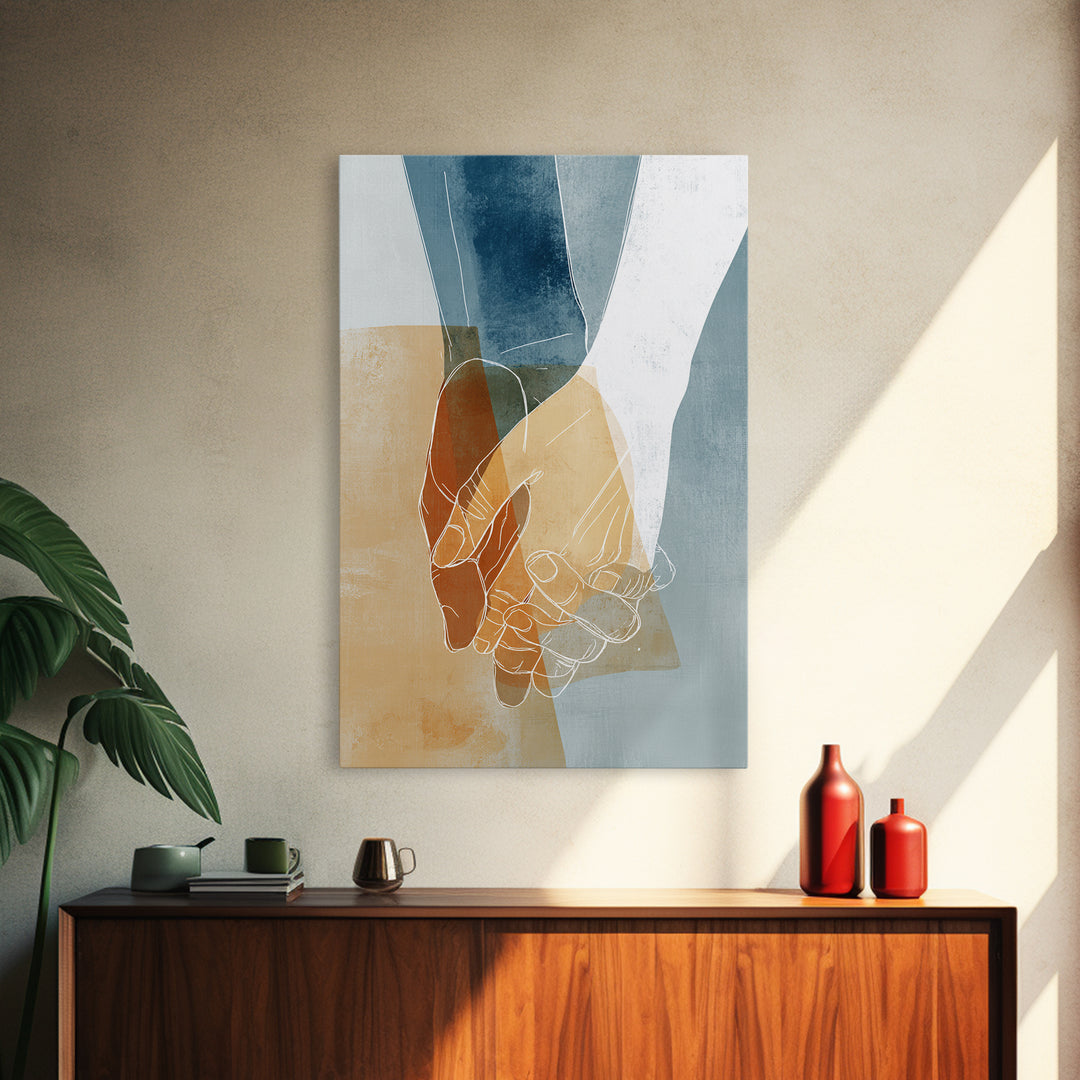 Two Hands Nearly Touching Canvas Print, Line Art, Living Room Art, Living Room Decor, Fine Art, Line, Art Print, LIN-2x3-61
