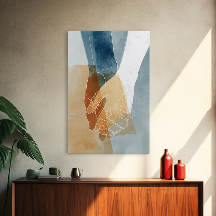 Two Hands Nearly Touching Canvas Print, Line Art, Living Room Art, Living Room Decor, Fine Art, Line, Art Print, LIN-2x3-61