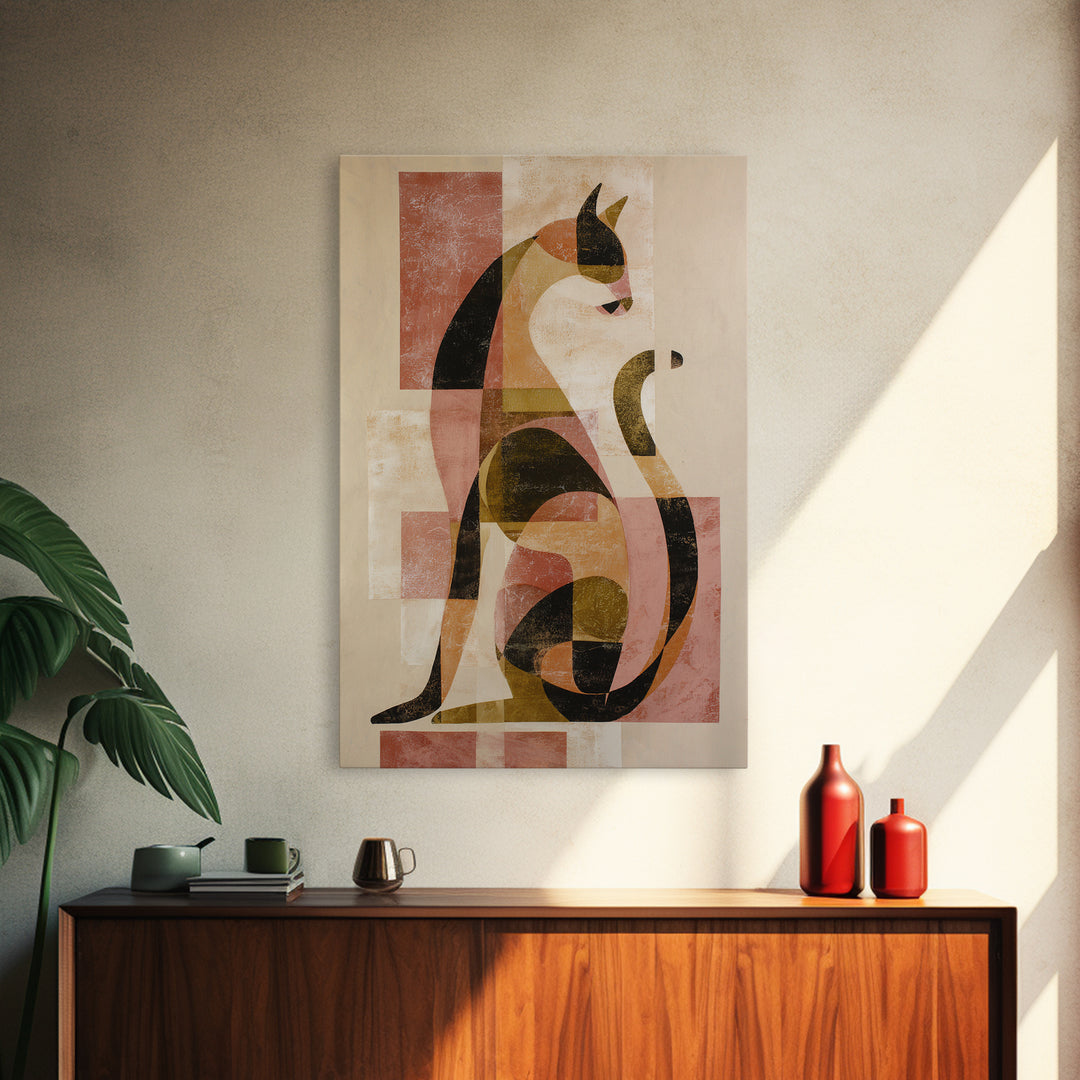 Monoline Cat Stretching Canvas Print, Line Art, Living Room Wall Art, Living Room Decor, Fine Art, Line, Aesthetic Prints, LIN-2x3-62