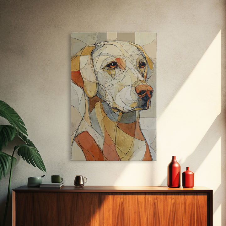 Continuous Line Dog Portrait Framed Canvas Print, Line Art, Bird Wall Art, Living Room Decor, Fine Art, Line, Textured Painting, LIN-2x3-69