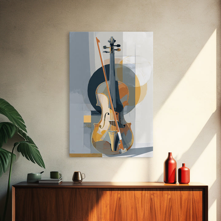 Single Line Violin and Bow Canvas Print, Line Art, Art, Living Room Decor, Abstract Art, Line, Boho Wall Decor, Boho Decor, LIN-2x3-7