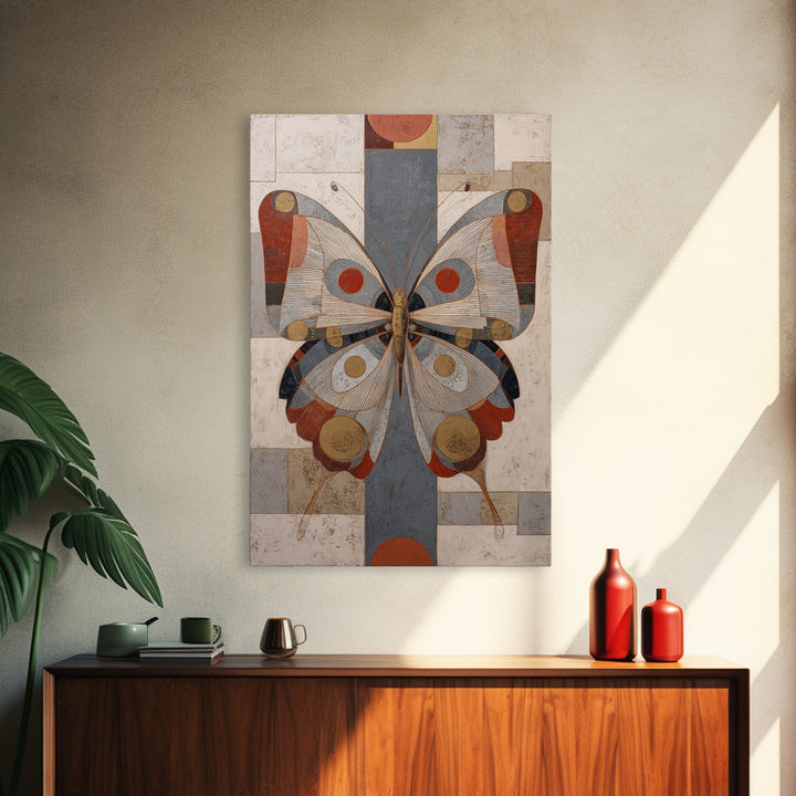 Line Art Butterfly Framed Canvas Print, Line Art, Boho Decor, Living Room Decor, Abstract Art, Line, Minimalist Art, LIN-2x3-78