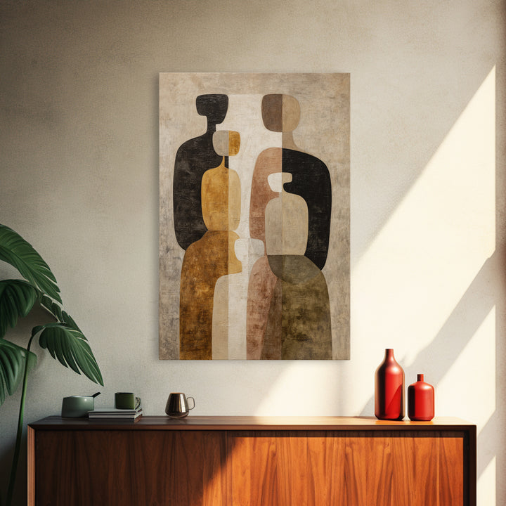 Abstract Family Figures Framed Canvas Print, Line Art, Room Decor, Living Room Decor, Oil Painting, Line, Digital Wall Art, LIN-2x3-8