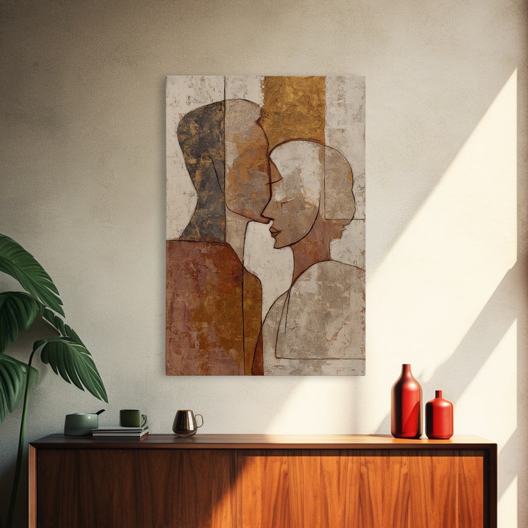 Single Line Couple Embracing Softly Canvas Print, Line Art, Canvas Print, Living Room Decor, Abstract Art, Line, Modern Decor, LIN-2x3-82