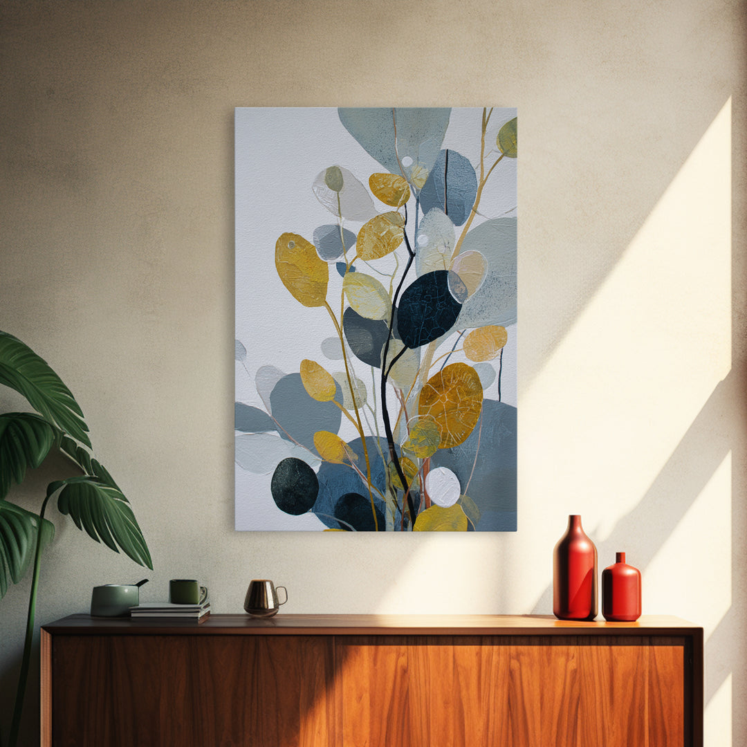Botanical Branch Drawn Framed Canvas Print, Line Art, Room Decor, Living Room Decor, Fine Art, Line, Digital Wall Art, LIN-2x3-83