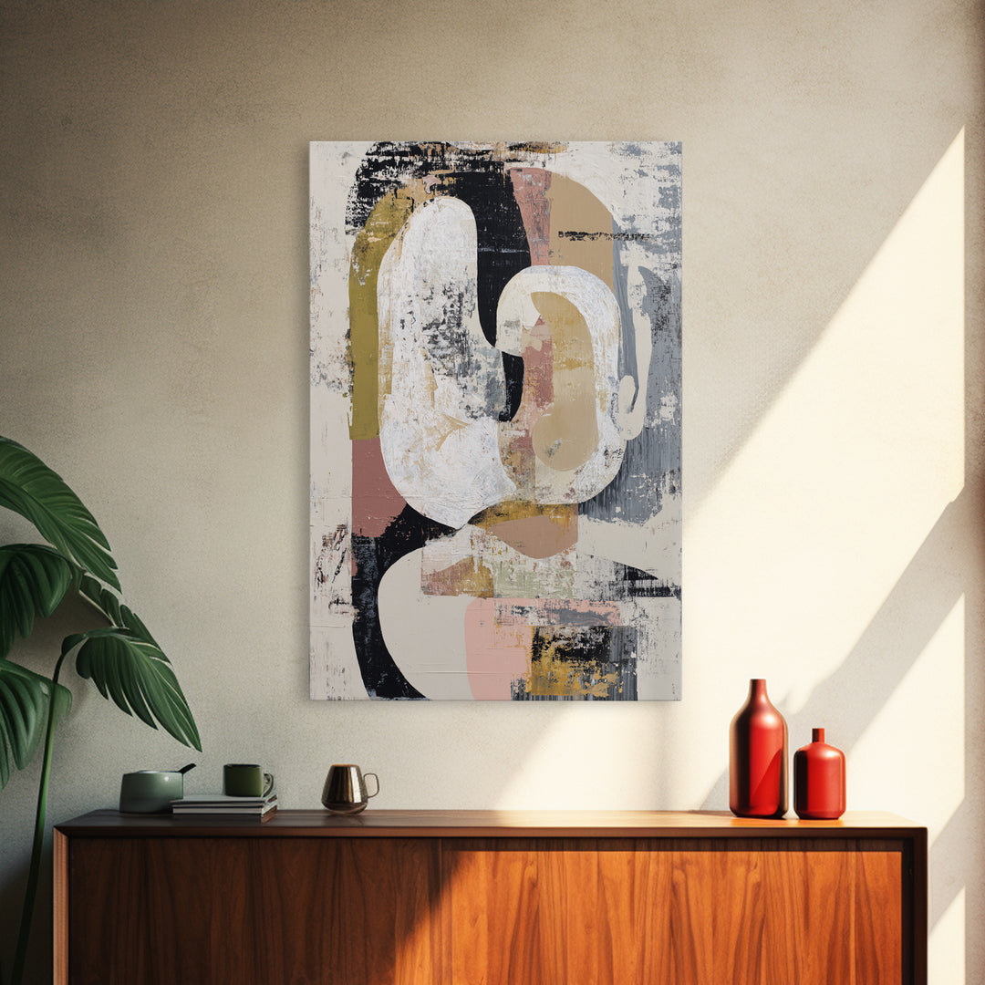 Abstract Horse Formed from Graceful Contour Framed Canvas Print, Line Art, Wall Art, Living Room Decor, Abstract Art, Line, LIN-2x3-84