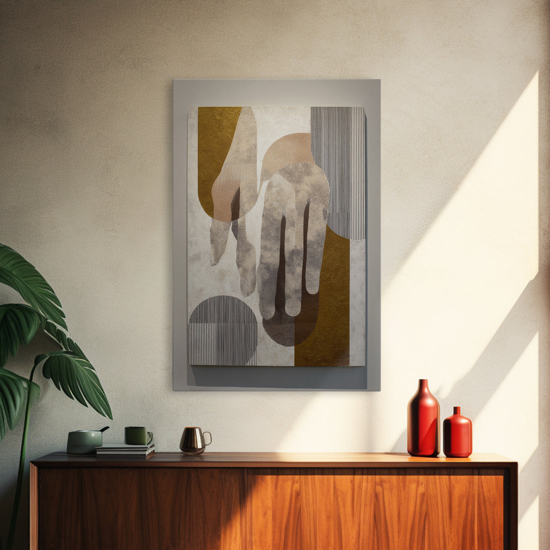 Two Hands Nearly Touching Framed Canvas Print, Line Art, Aesthetic Prints, Living Room Decor, Fine Art, Line, Wall Art, LIN-2x3-85