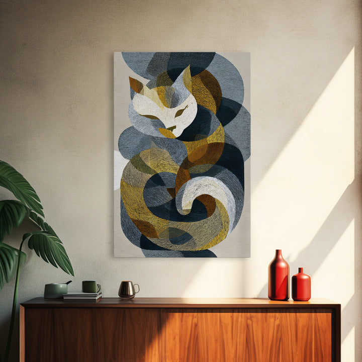 Monoline Cat Stretching Canvas Print, Line Art, Living Room Wall Art, Living Room Decor, Fine Art, Line, Aesthetic Prints, LIN-2x3-86
