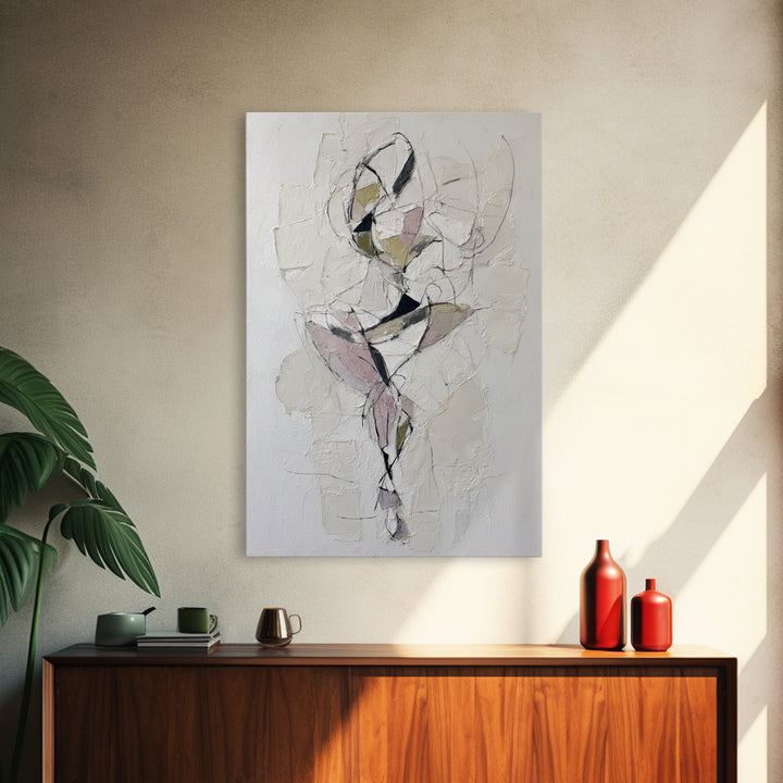Continuous Line Dancer Framed Canvas Print, Line Art, Textured Painting, Living Room Decor, Fine Art, Line, Canvas Art, LIN-2x3-87