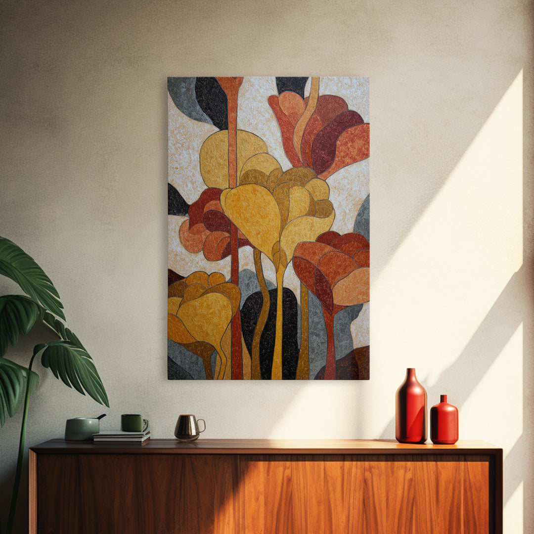 Face and Flower Blended into One Contour Framed Canvas Print, Line Art, Bird Wall Art, Living Room Decor, Fine Art, Line, LIN-2x3-88