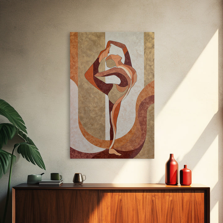 Single Line Yoga Pose Framed Canvas Print, Line Art, Black and White Art, Living Room Decor, Abstract Art, Line, LIN-2x3-97