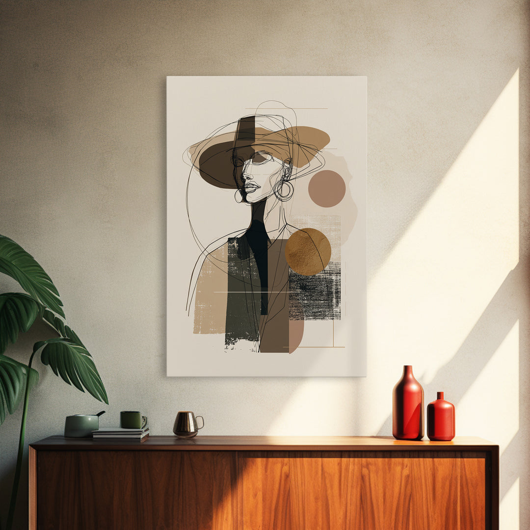 Line Drawing of a Woman Canvas Print, Line Art, Luxury Decor, Living Room Decor, Oil Painting, Line, Printable, LIN-2x3-99