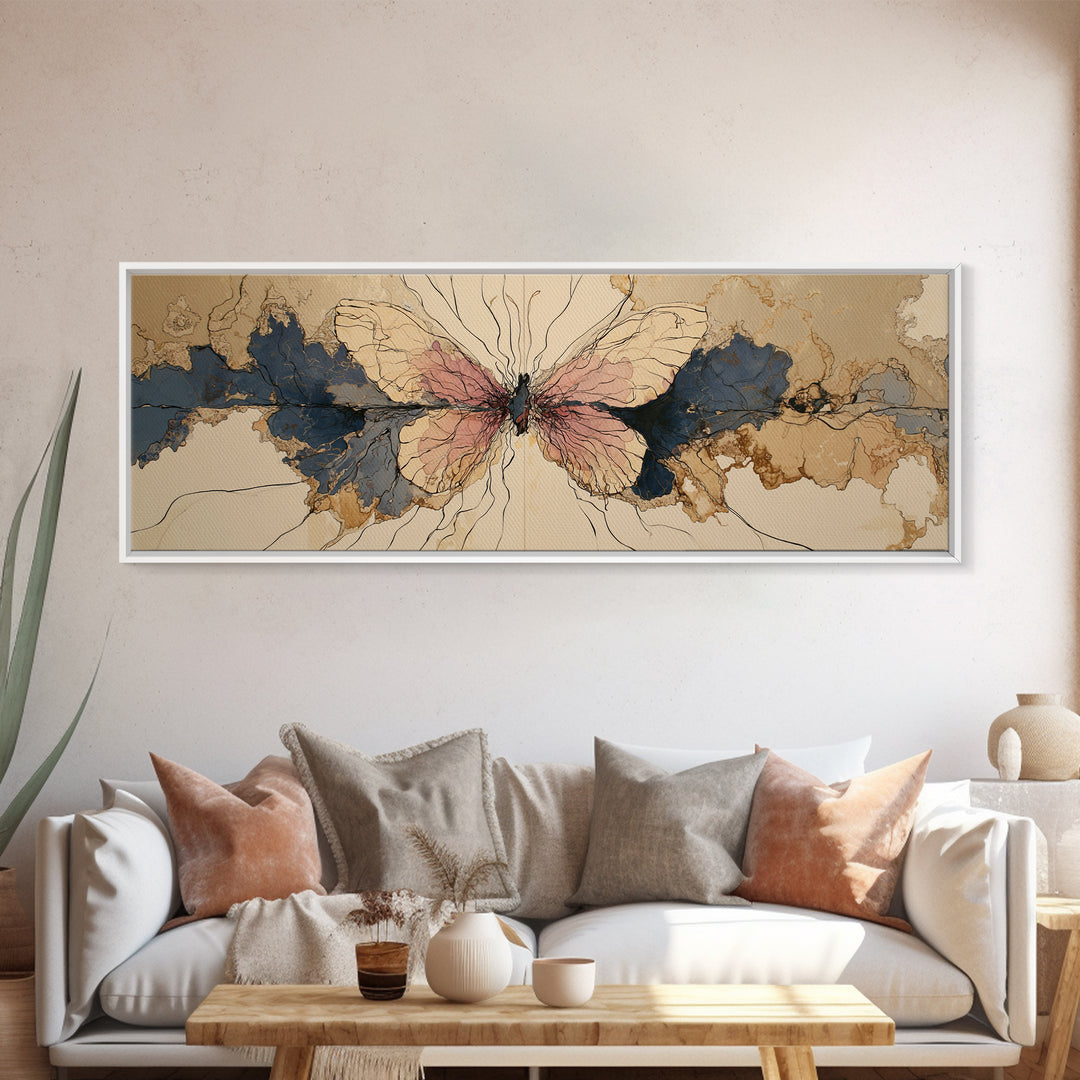 Line Art Butterfly Canvas Print, Line Art, Art Print, Living Room Decor, Abstract Art, Line, Digital Wall Art, LIN-3x1-14