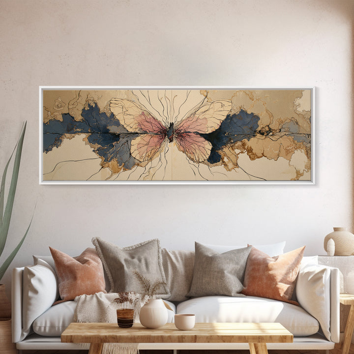 Line Art Butterfly Canvas Print, Line Art, Art Print, Living Room Decor, Abstract Art, Line, Digital Wall Art, LIN-3x1-14
