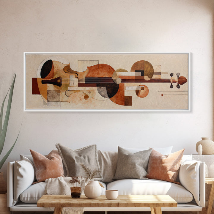 Single Line Violin and Bow Framed Canvas Print, Line Art, Statement Artwork, Living Room Decor, Fine Art, Line, Custom Portrait, LIN-3x1-15