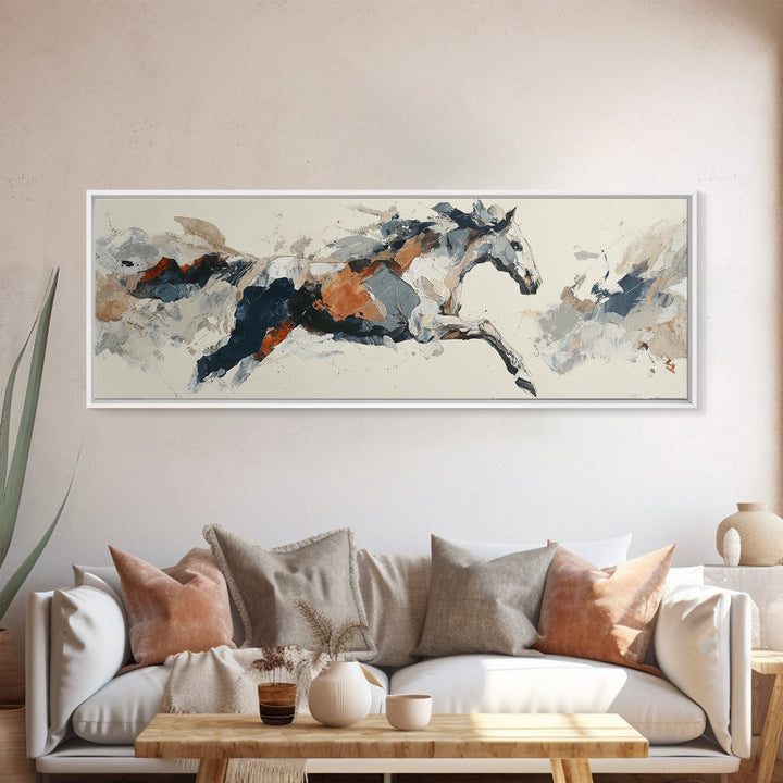 Abstract Horse Formed from Graceful Contour Canvas Print, Line Art, Minimalist Art, Living Room Decor, Fine Art, Line, LIN-3x1-20