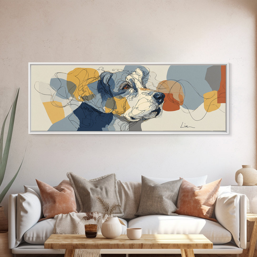 Continuous Line Dog Portrait Canvas Print, Line Art, Minimalist Art, Living Room Decor, Fine Art, Line, Minimalist Decor, LIN-3x1-29