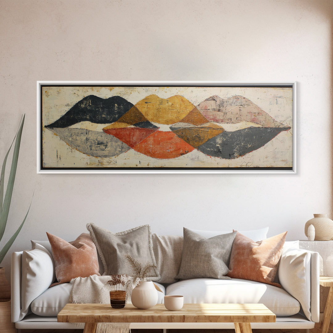 Abstract Lips and Hand Fashion Sketch Canvas Print, Line Art, Canvas Print, Living Room Decor, Fine Art, Line, Modern Decor, LIN-3x1-34