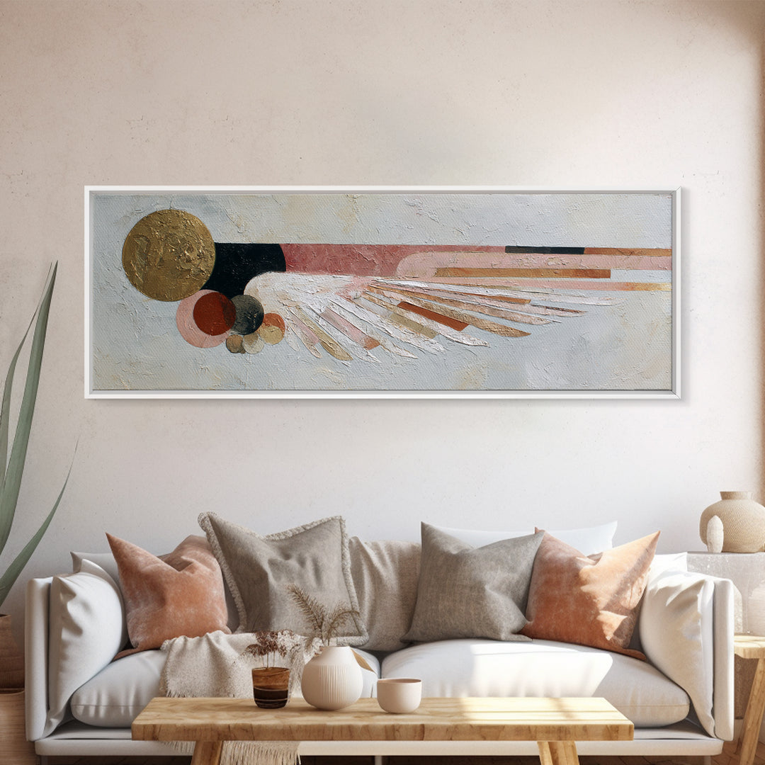 Minimal Angel Wing Contour Framed Canvas Print, Line Art, Aesthetic Prints, Living Room Decor, Abstract Art, Line, Wall Art, LIN-3x1-37