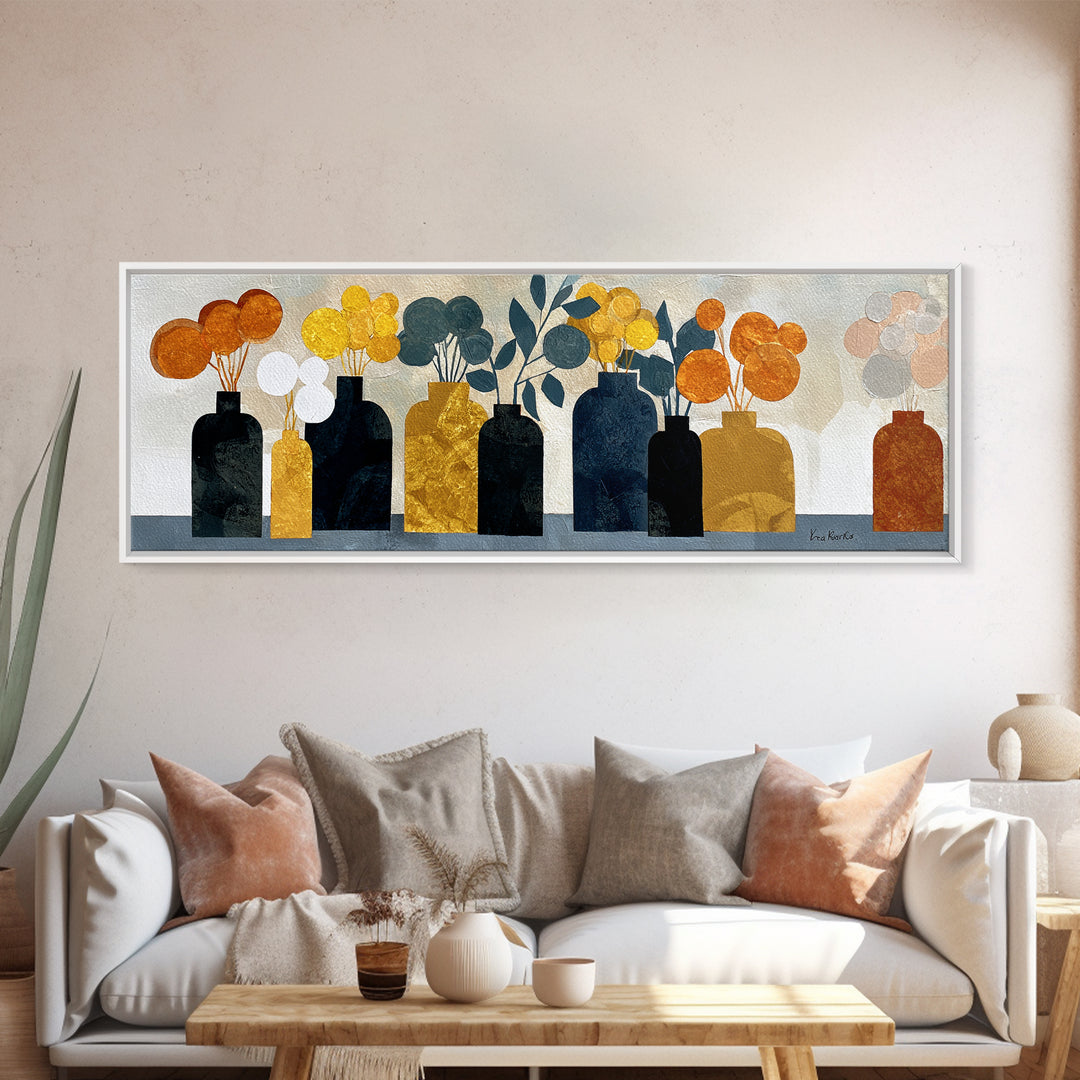 Abstract Vase and Flowers Canvas Print, Line Art, Living Room Art, Living Room Decor, Watercolor Art, Line, Art Print, LIN-3x1-4