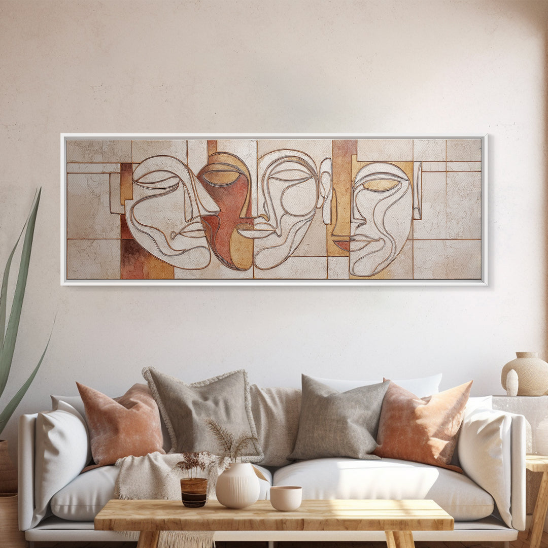 Continuous Line Female Face Canvas Print, Line Art, Art Print, Living Room Decor, Fine Art, Line, Printable Wall Art, LIN-3x1-41