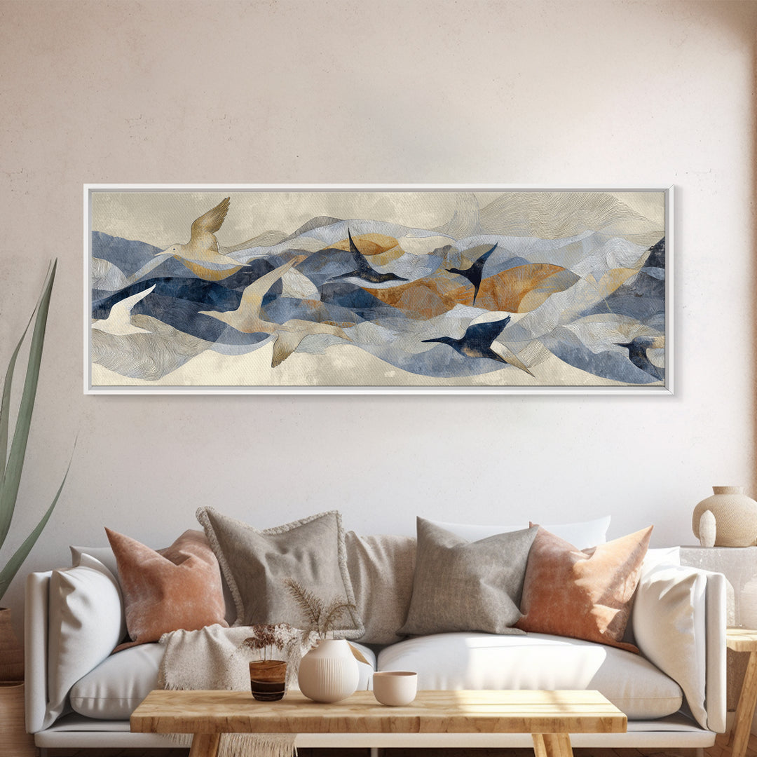 Single Line Bird Framed Canvas Print, Line Art, Boho Wall Art, Living Room Decor, Line, Living Room Art, Gallery Wall Set, LIN-3x1-51