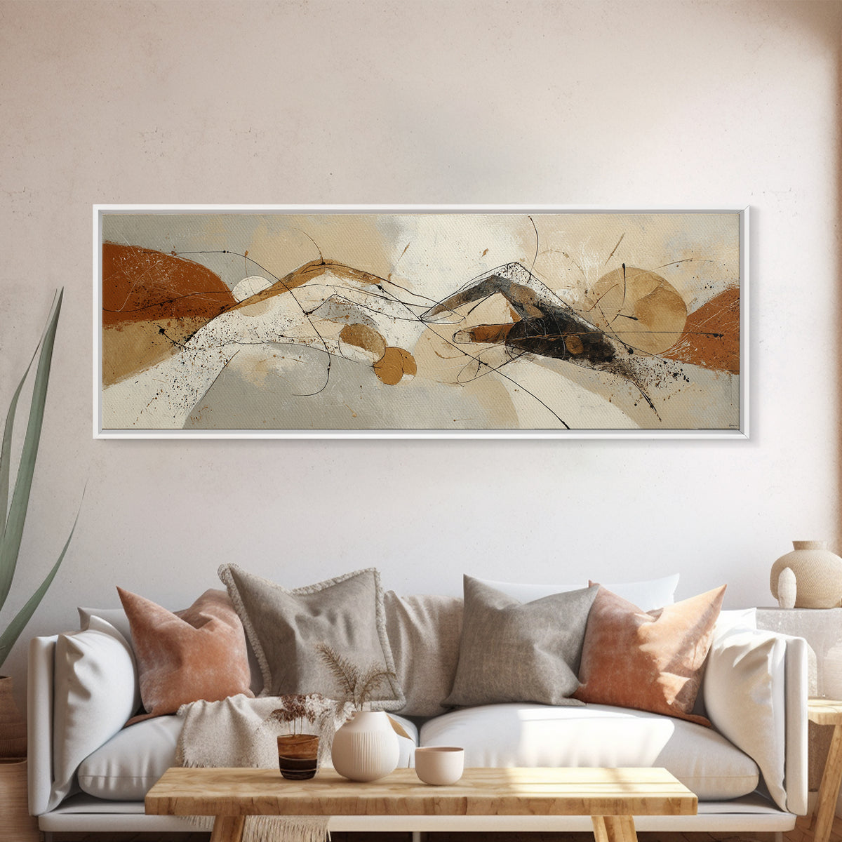 Two Hands Nearly Touching Framed Canvas Print, Line Art, Room Decor, Living Room Decor, Fine Art, Line, Digital Wall Art, LIN-3x1-69