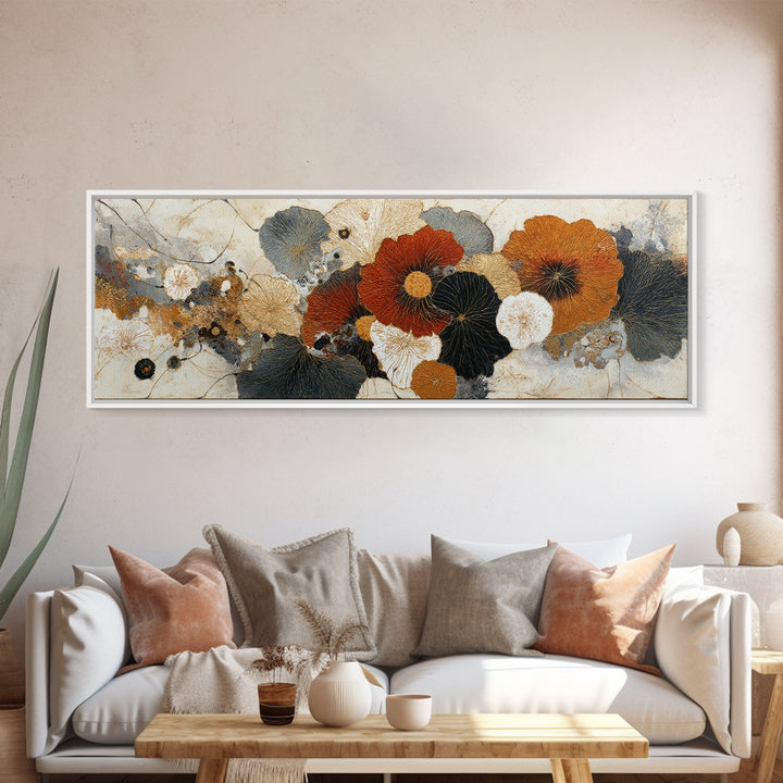 Face and Flower Blended into One Contour Framed Canvas Print, Line Art, Decor, Living Room Decor, Line, Living Room Wall Art, LIN-3x1-72
