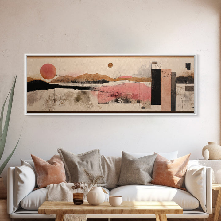 Black Line Mountains Framed Canvas Print, Line Art, Bird Wall Art, Living Room Decor, Fine Art, Line, Textured Painting, LIN-3x1-74