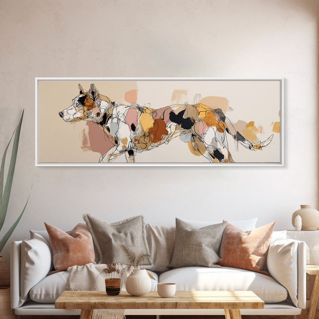 Continuous Line Dog Portrait Framed Canvas Print, Line Art, Statement Artwork, Living Room Decor, Line, Custom Portrait, LIN-3x1-77