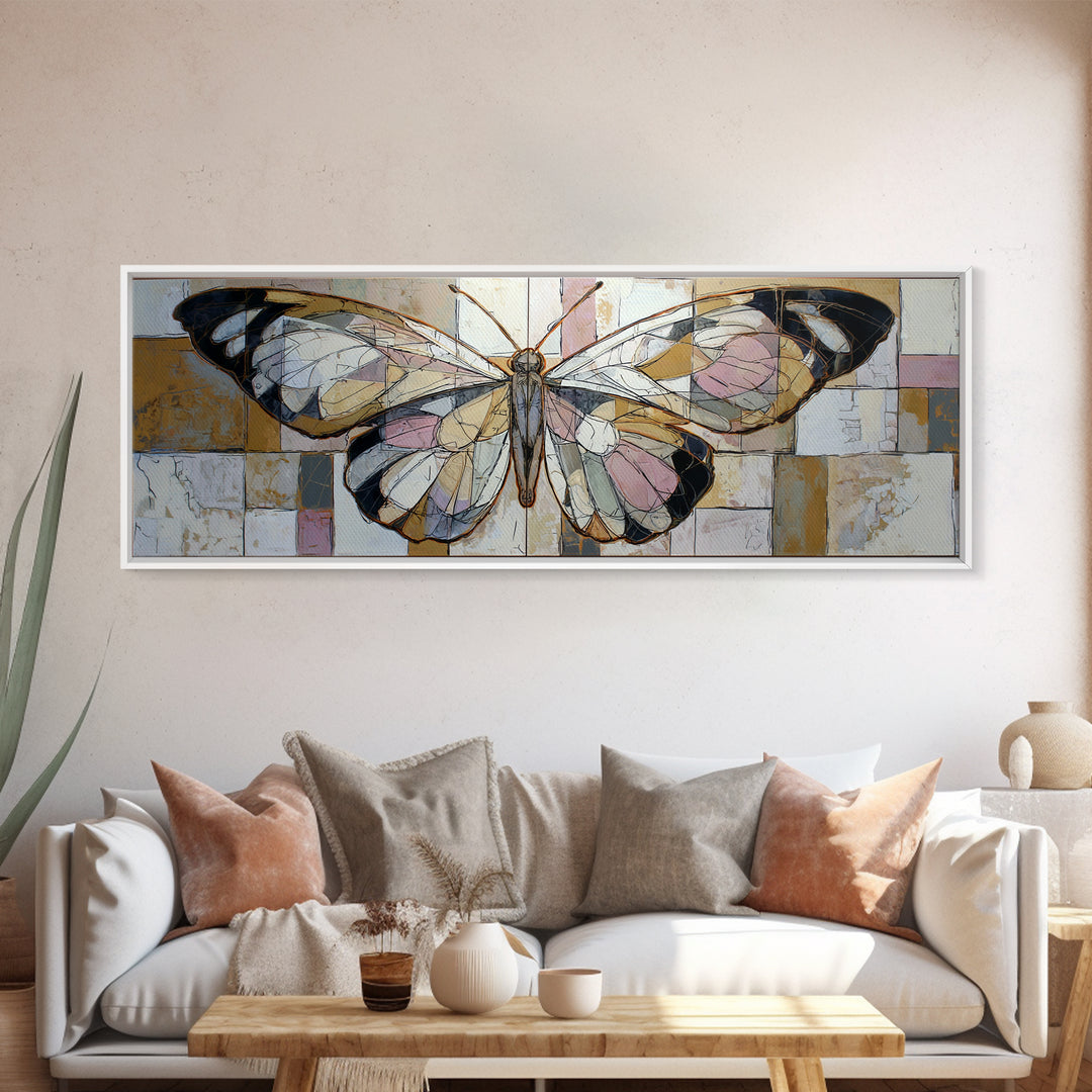 Line Art Butterfly Canvas Print, Line Art, Jesus Wall Art, Living Room Decor, Abstract Art, Line, Statement Artwork, LIN-3x1-86