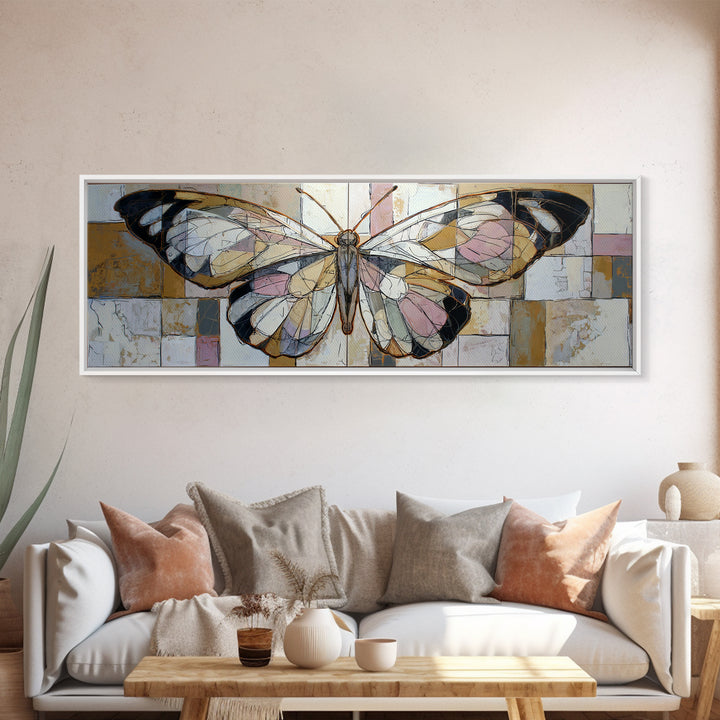 Line Art Butterfly Canvas Print, Line Art, Jesus Wall Art, Living Room Decor, Abstract Art, Line, Statement Artwork, LIN-3x1-86