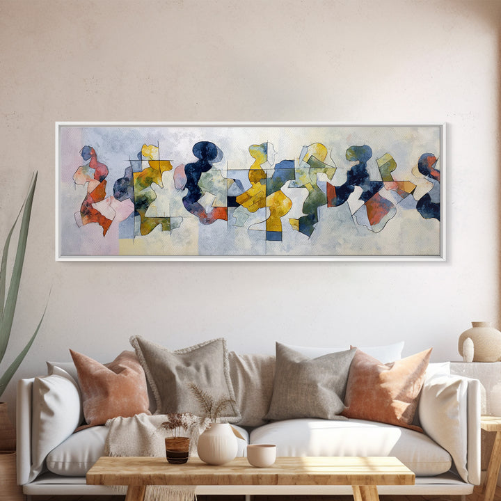 Abstract Family Figures Canvas Print, Line Art, Art, Living Room Decor, Oil Painting, Line, Boho Wall Decor, Boho Decor, LIN-3x1-88