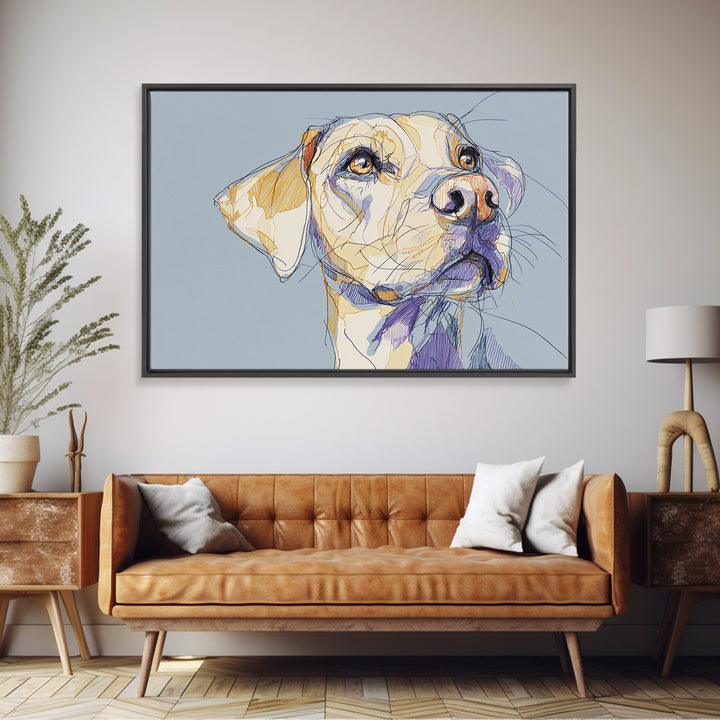 Continuous Line Dog Portrait Canvas Print, Line Art, Neutral Decor, Living Room Decor, Oil Painting, Line, Wall Decor, LIN-3x2-17